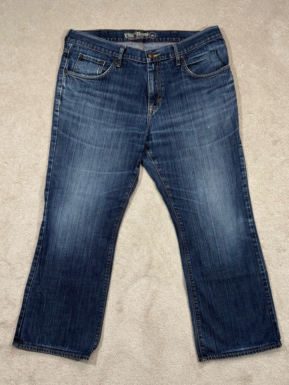 Y2K Old Navy 2008 Mens Bootcut Jeans Semi-Evase  Thrashed Dark Wash Size 38x30